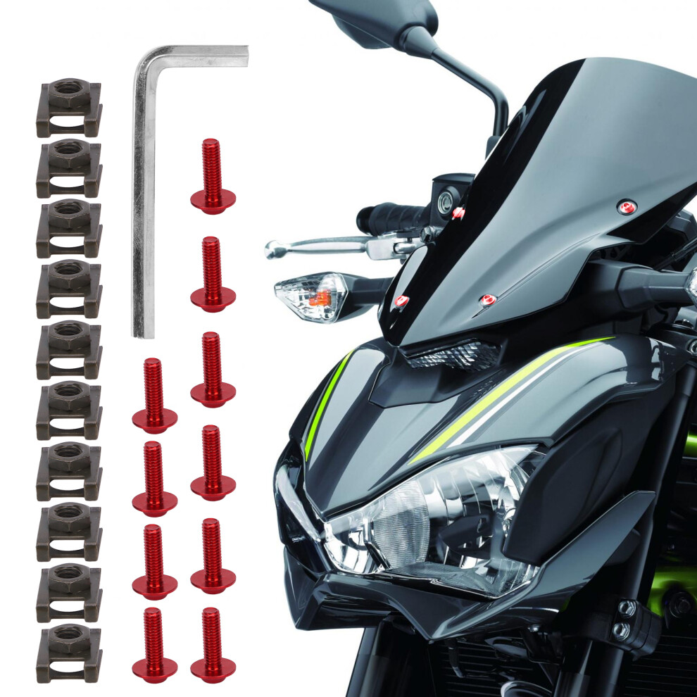 Aluminum M6 Motorcycle Windscreen Fairing Bolt Kit Red 7651377822042