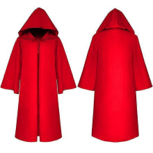 (M, A7) Costume Unisex Hooded Cloak Wizard Medieval S-xl Red