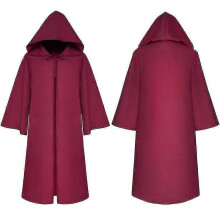 (Xxl, A8) Costume Unisex Hooded Cloak Wizard Medieval S-xl Red
