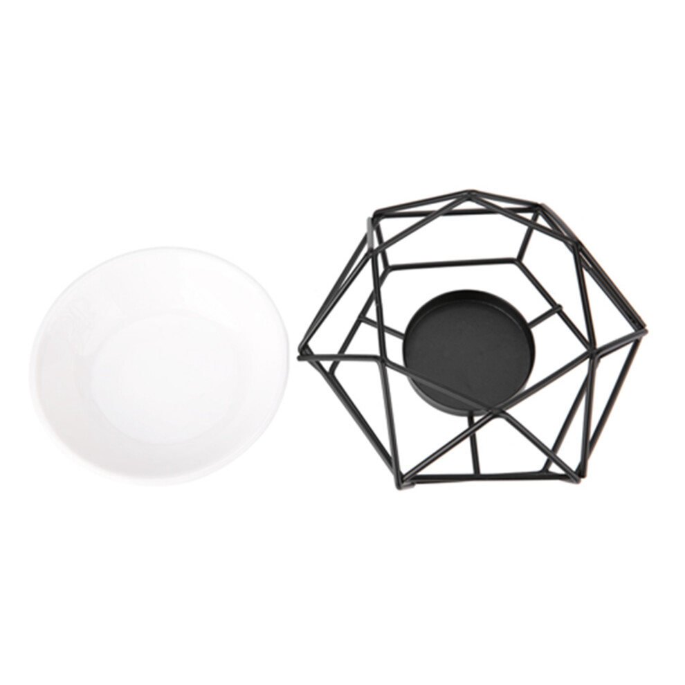 Geometric Iron Ceramic Candle Holder and Essential Oil Burner Multi-use Decor
