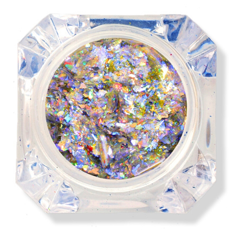 Chameleon Flakes for Artistic Nail Designs, Holographic Glitter with Sparkly Pigment Powder for DIY Manicure, Iridescent Nail Powder with Reflective