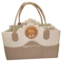Diaper Caddy, Cartoon Felt Thickened Portable Baby Organizer, Multifunctional Nursery Storage Bag for Mom and Kids