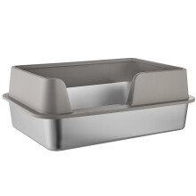 Cats Litter Pans Stainless Steel Rabbits Litter Box Easy-Gray