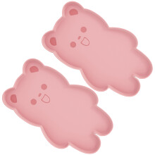 Silicone Pet Food Mat with Raised Edges Waterproof-pink bear