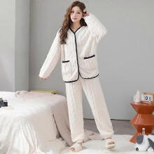 (L,white)Facecloth Women's Pajama Sets Long Sleeve Pajama Sets Casual Pajamas