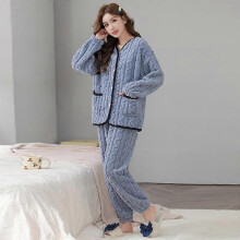 (L,blue)Facecloth Women's Pajama Sets Long Sleeve Pajama Sets Casual Pajamas