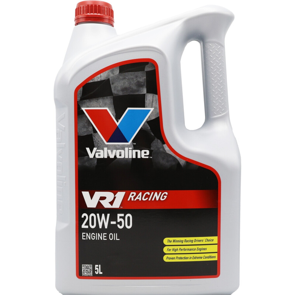 Valvoline Vr1 Racing 20W50 Engine Oil 5 Litres 20W50 New Enhanced Formulation 1152636100889