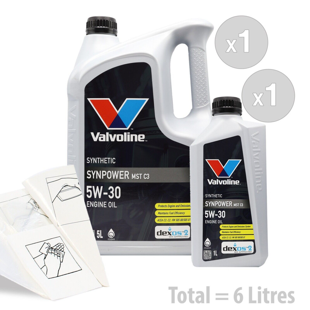 Valvoline Synpower Mst C3 5W30 Car Engine Oil Service Kit Pack 6 Litres 6L 5039145476192