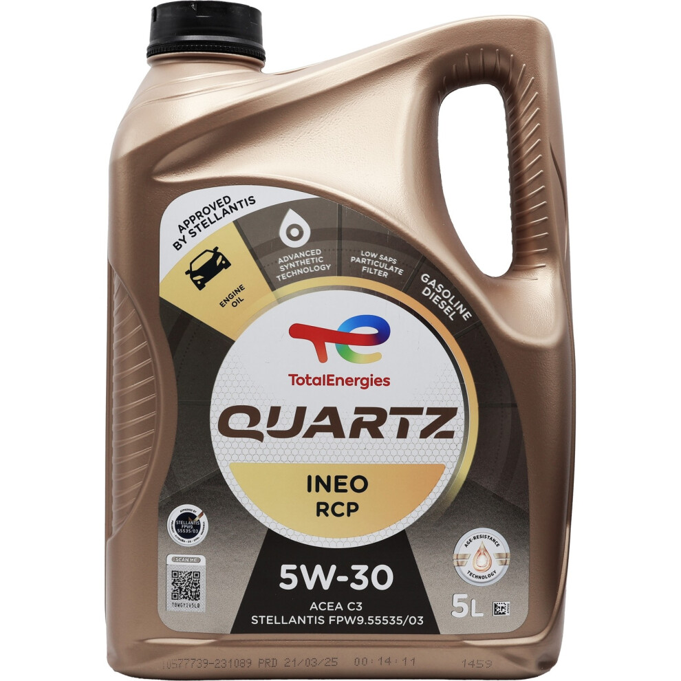 Totalenergies Quartz Ineo Rcp 5W30 Advanced Synthetic Engine Oil 5 Litres 5L 8263911288659