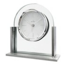 Acctim Wootton Mantel Clock Quartz Glass Brushed Metal Energy Efficient