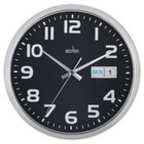 Acctim Acctim Supervisor Wall Clock Quartz Chromed Case Date Day Easy Read Numbers 32cm 1
