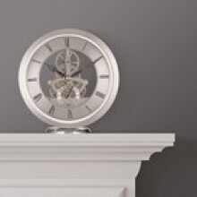 Acctim Millenden Mantel Clock Quartz Polished Metal Floating Effect Glass Front