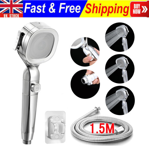 Universal Universal 3 Mode High Pressure Chrome Shower Head and 15m Hose Set Wave Saving