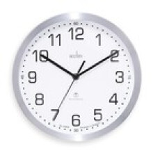 Acctim Mason Wall Clock Radio Controlled Brushed Metal Aluminium 25cm