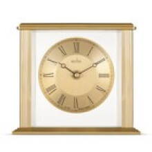 Acctim Gayhurst Mantel Clock Quartz Metal Glass Floating Effect Brass Effect