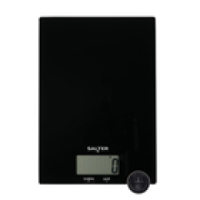 Salter Digital Kitchen Scale Easy Clean Ultra Slim Compact Glass Platform Black