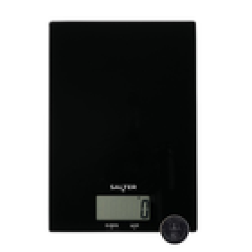 Salter Salter Digital Kitchen Scale Easy Clean Ultra Slim Compact Glass Platform Black