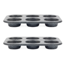 Salter Muffin Pan 6 Cup x2 Megastone Carbon Steel NonStick PFOAFree Oven Safe