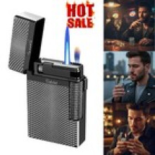 Creative Plasma Arc Lighter Luxury Double Flame Butane Lighter Jet Flame Gift