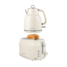 Salter Retro Kettle Toaster Set 17L Rapid Boil 2 Slice Wide Slot 3KW Cream