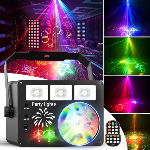 Party Disco Ball Lights RGB Stage Lighting Strobe Light Pattern Laser Projector