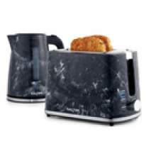 Salter Marble Kettle 2Slice Toaster Set 17 L Fast Boil Wide Slots Black