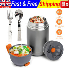 650ML Hot FoodSoup Thermos Flask Stainless Steel Vacuum Insulated Jar Spoon