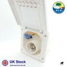 230V Mains Hook Up Inlet Socket Caravan VW Motorhome Flush Fitting White PO141