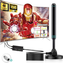 TV Aerial Digital Indoor TV Aerial with Amplifier Signal Magnetic Base 600 Mile