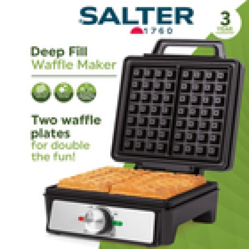 Salter Salter Waffle Maker NonStick Iron Plates Adjustable Temperature Control 1600W 1