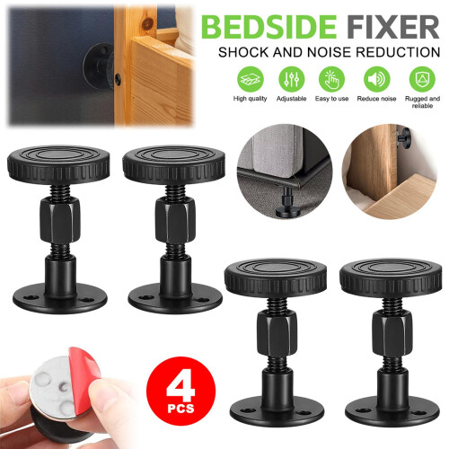 4x Adjustable Threaded Bed Frame AntiShake Tool Headboard Stopper Easy Install