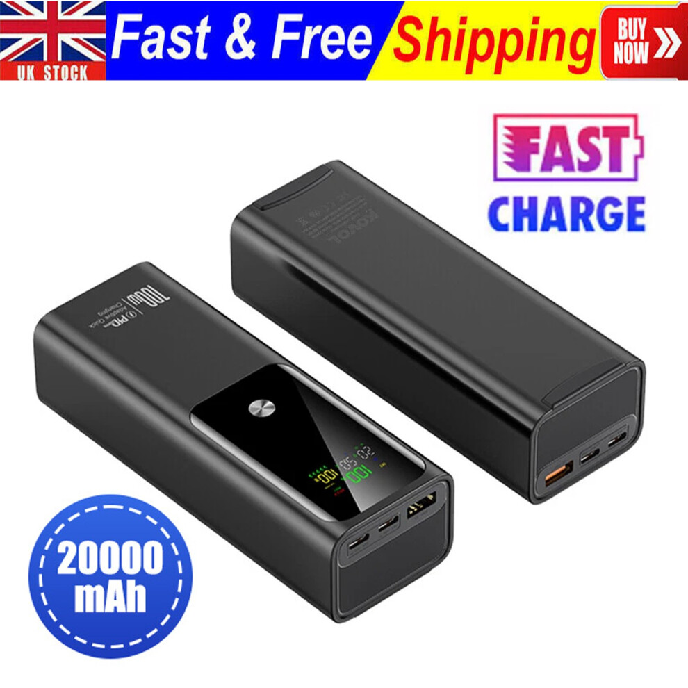 20000Mah 100W Power Universal Bank Portable Fast Charger External Battery Black 41525395