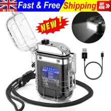 Electric Plasma Windproof Rechargeable Flameless Double Arc Lighter USB MEN GIFT