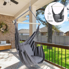 Hanging Chair Outdoor Grey Garden Swing Seat with 2 Cushions Max 150KG