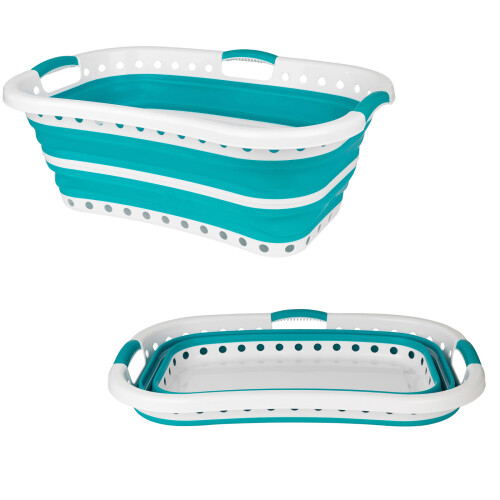Beldray Collapsible Folding Laundry Basket Hip Hugger 37 L Grey or Turquoise 2