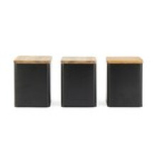 Salter 3Piece Canister Set Toronto Tea Coffee Sugar Storage Matt Finish Black