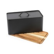 Salter Toronto Bread Bin Chopping Board for Cutting Serving BlackWooden