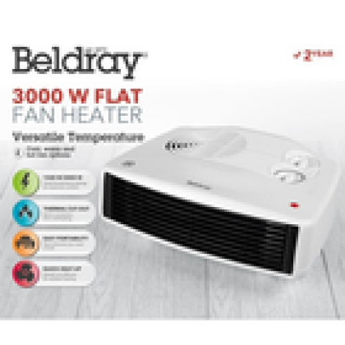 Beldray Beldray Flat Fan Heater 2 Set Adjustable Thermostat CoolAir Function Portable 2