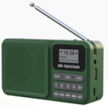Portable LCD DAB DAB Digital Radio FM Rechargeable Bluetooth Music Player Green