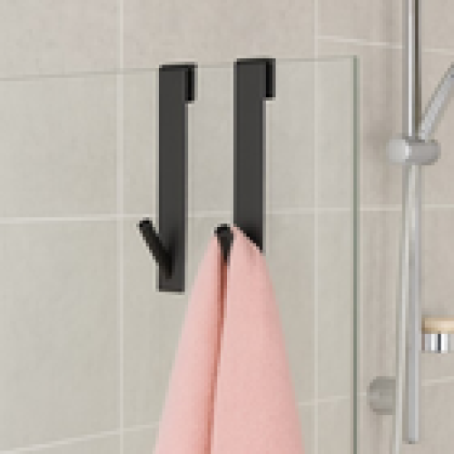 Beldray Beldray Shower Hooks Black – 2 Pack NoTool Fits 15cm Glass SpaceSaving 2