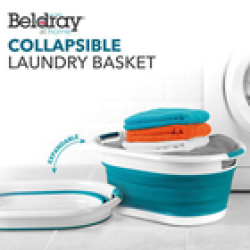 Beldray Beldray Oval Collapsible Laundry Basket Washing Camping Compact Easy Clean 2