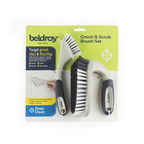 Beldray Beldray Grout Scrub Brush Set Stiff Bristles Scraper NonSlip Rubber Handles 1