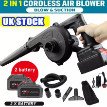 Electric Cordless Air Blower 21V Garden Snow Dust Leaf Suction Vacuum 2 Battery