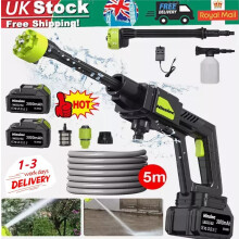 Portable Cordless Car High Pressure Washer Jet Water Wash Cleaner Gun 2 Battery