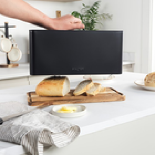 Salter Salter Toronto Bread Bin Chopping Board for Cutting Serving BlackWooden 2
