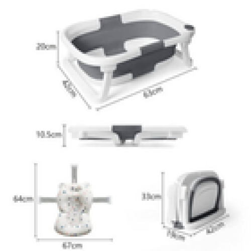 Foldable Baby Bath Tub Ergonomic with Temperature Cushion Bath Pad Bath Net 2