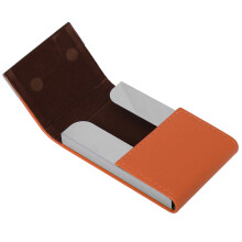 Portable PU Leather Cigarette Cigar Card Storage Case Holder Orange 20 Slots