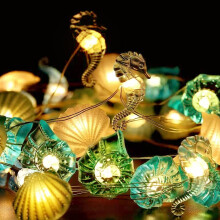 Fairy Lights Ocean Animals 2m 20 LED Battery Powered String Lights Beach Themed Decor Shell Seahorse Starfish