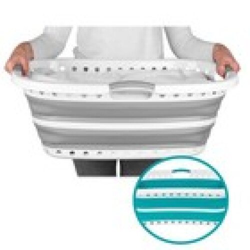 Beldray Collapsible Folding Laundry Basket Hip Hugger 37 L Grey or Turquoise 1