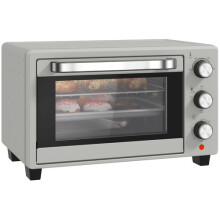 HOMCOM Mini Oven 21L Electric Grill w Adjustable Temp 1400W Silver Tone